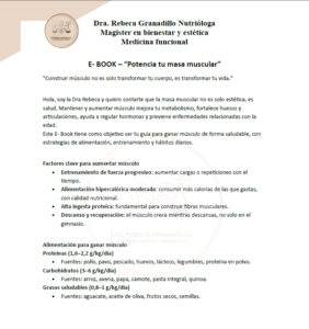 E- BOOK – “Potencia tu masa muscular” , EBOOK – “Sana tu microbiota intestinal de forma natural” ,